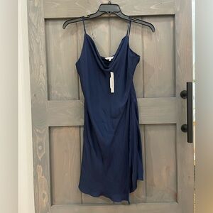 Sadie cowl navy silk dress Fabrik 
Size Large 
 Holiday  dress